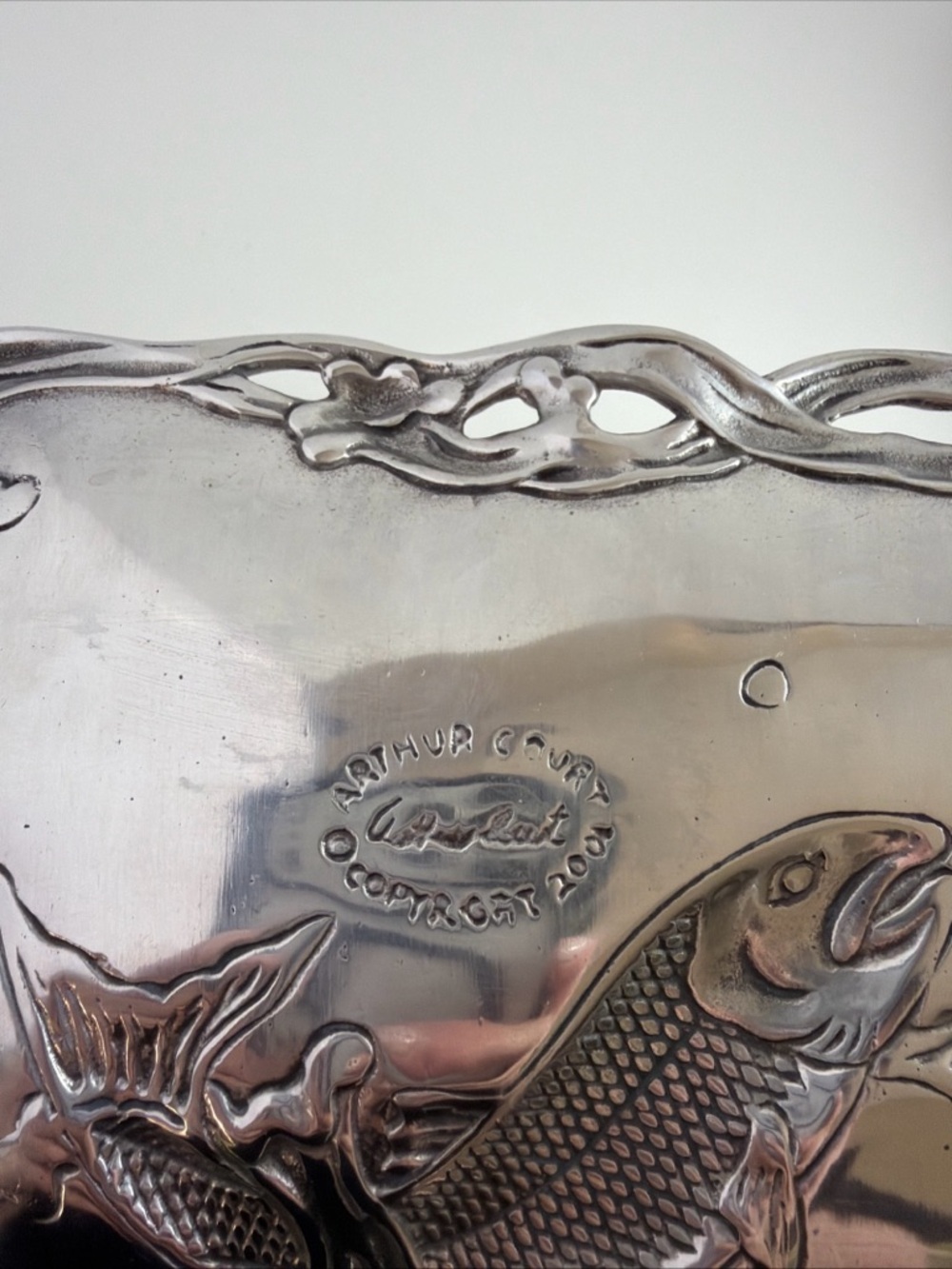 Vintage 2001 Arthur Court Jumping Fish Cast Aluminum Tray Rare - Picture 3 of 16